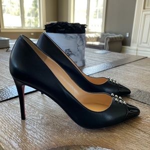 Christian Louboutin predupump black 85mm stiletto patent toe sz 37